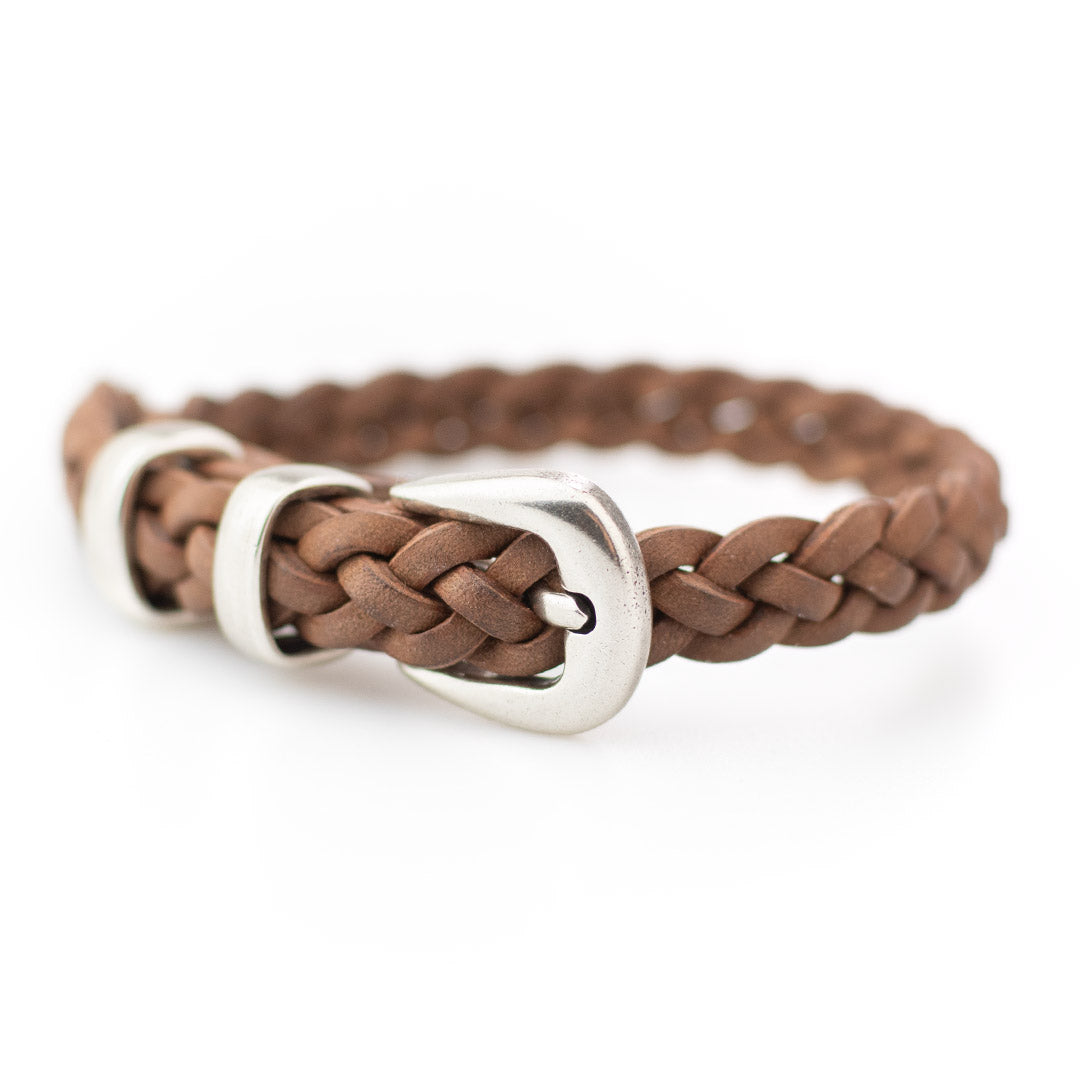 Bracciale Donna In Vera Pelle Marrone Chiaro Con Chiusura A H Oro 18kt - Regolabile Ed Elegante