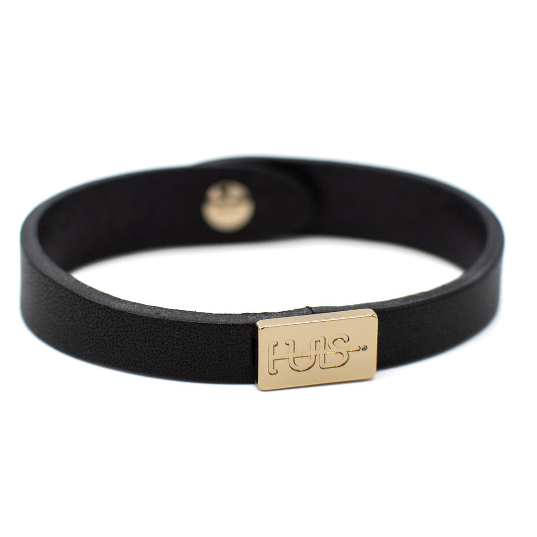 Bracciale pelle Tulsi io Agata rossa - Colore pelle nera - Finitura oro - Dettaglio logo - Fatto a mano in Italia - Made in Italy