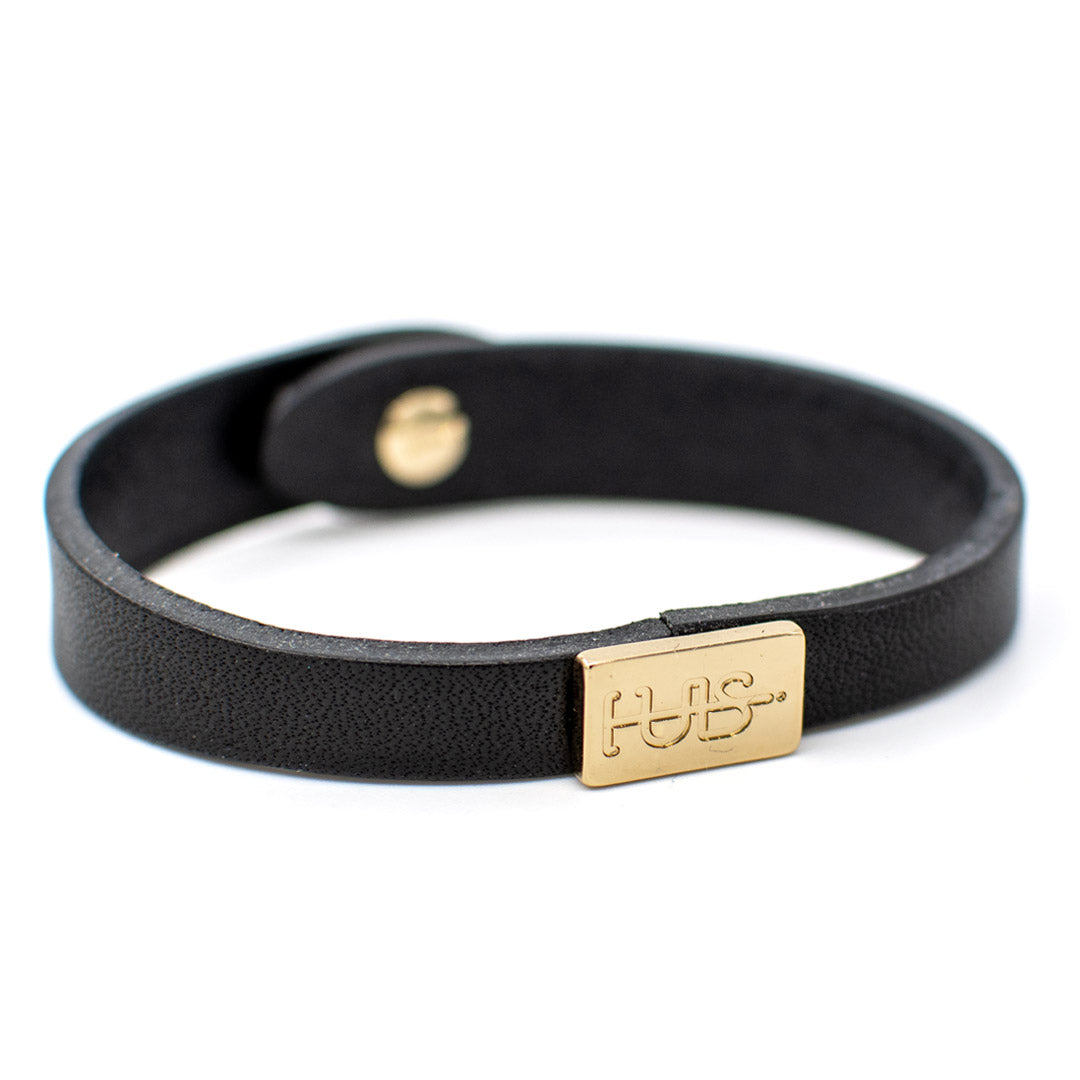Bracciale pelle Tulsi io Agata verde - Colore pelle nero - Finitura oro - Dettaglio logo - Fatto a mano in Italia - Made in Italy