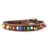 Bracciale pelle Tulsi Isola 10 - Pelle marrone  - Mix pietre dure - Fronte