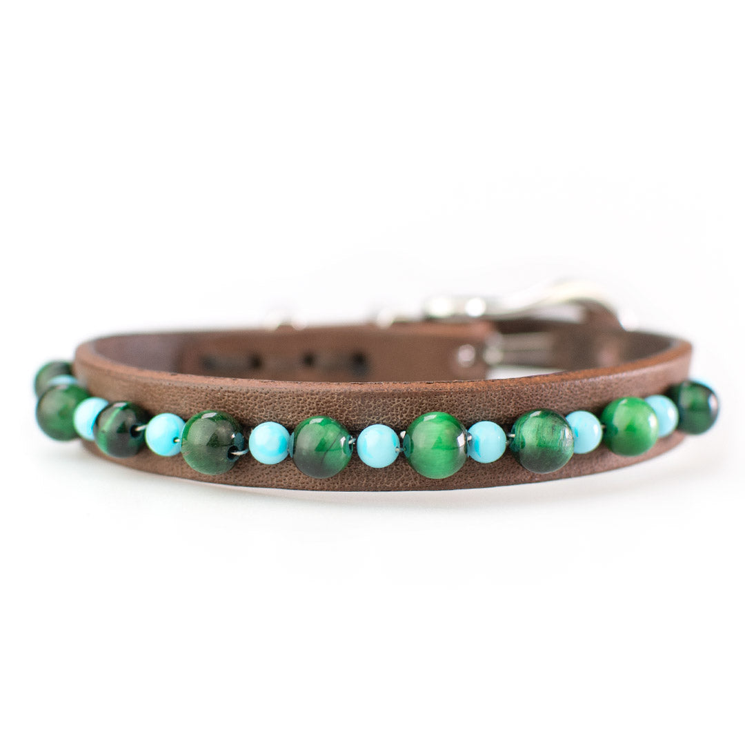 Bracciale Charm Pallavolo Pelle Regolabile – Verde Lime E Blu Navy – Accessorio Sportivo Unico