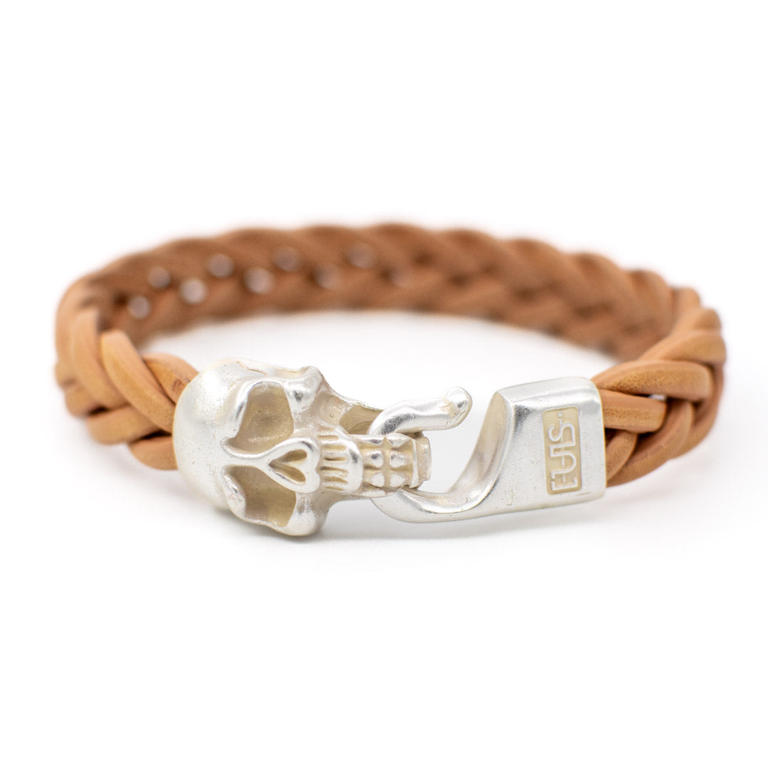 Bracciale pelle Tulsi Jolly Roger - Chiusura colore argento - Pelle Naturale