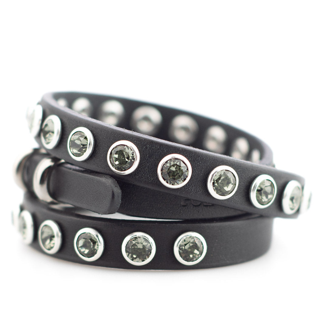 Bracciale In Pelle Nera Con Rivetti Punk Rock – Regolabile, Unisex, Per Polsi Da 19 A 23 Cm, Stile Biker