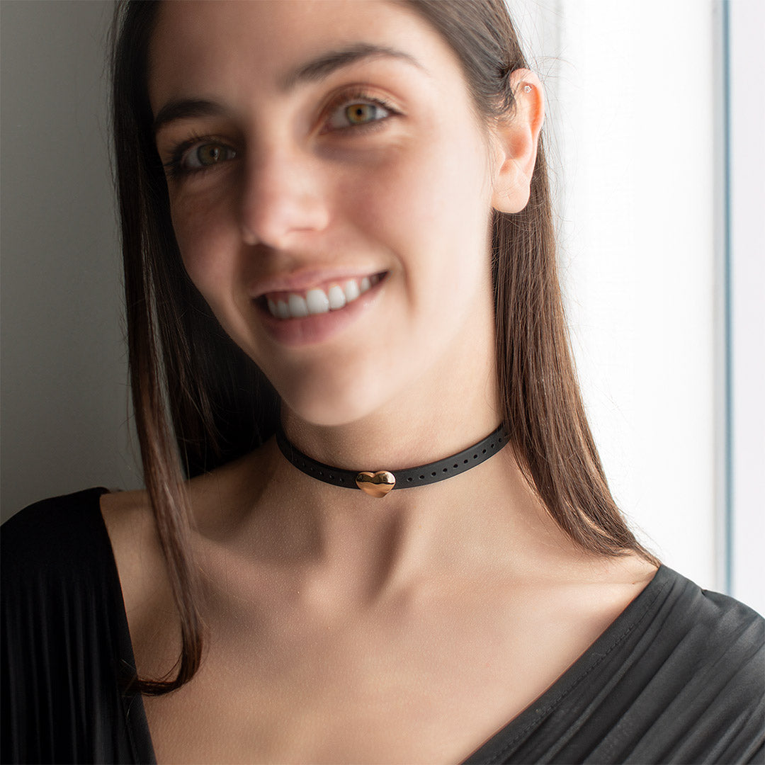 Black Leather Choker Women's Black Choker Necklace Black