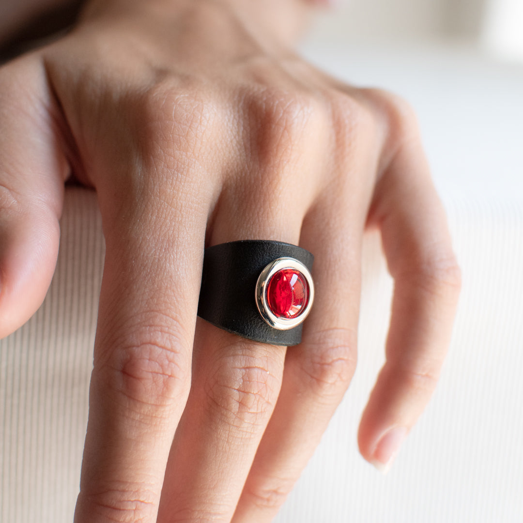 Anello In Pelle, Anello Regolabile, Pelle Marrone, Anello In - Foto 5