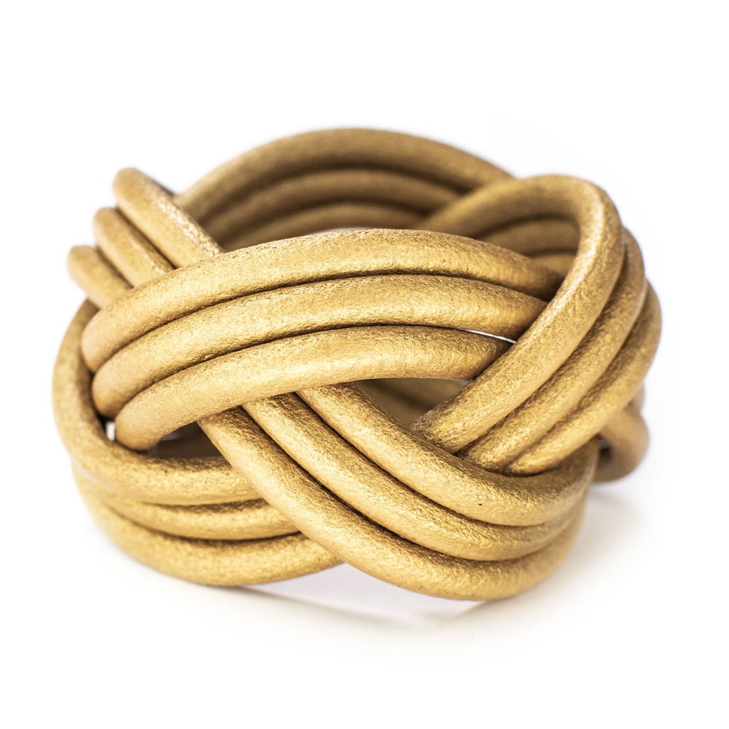 Bracciale pelle Tulsi Nodomoro - Intreccio realizzato a mano - Colore pelle oro