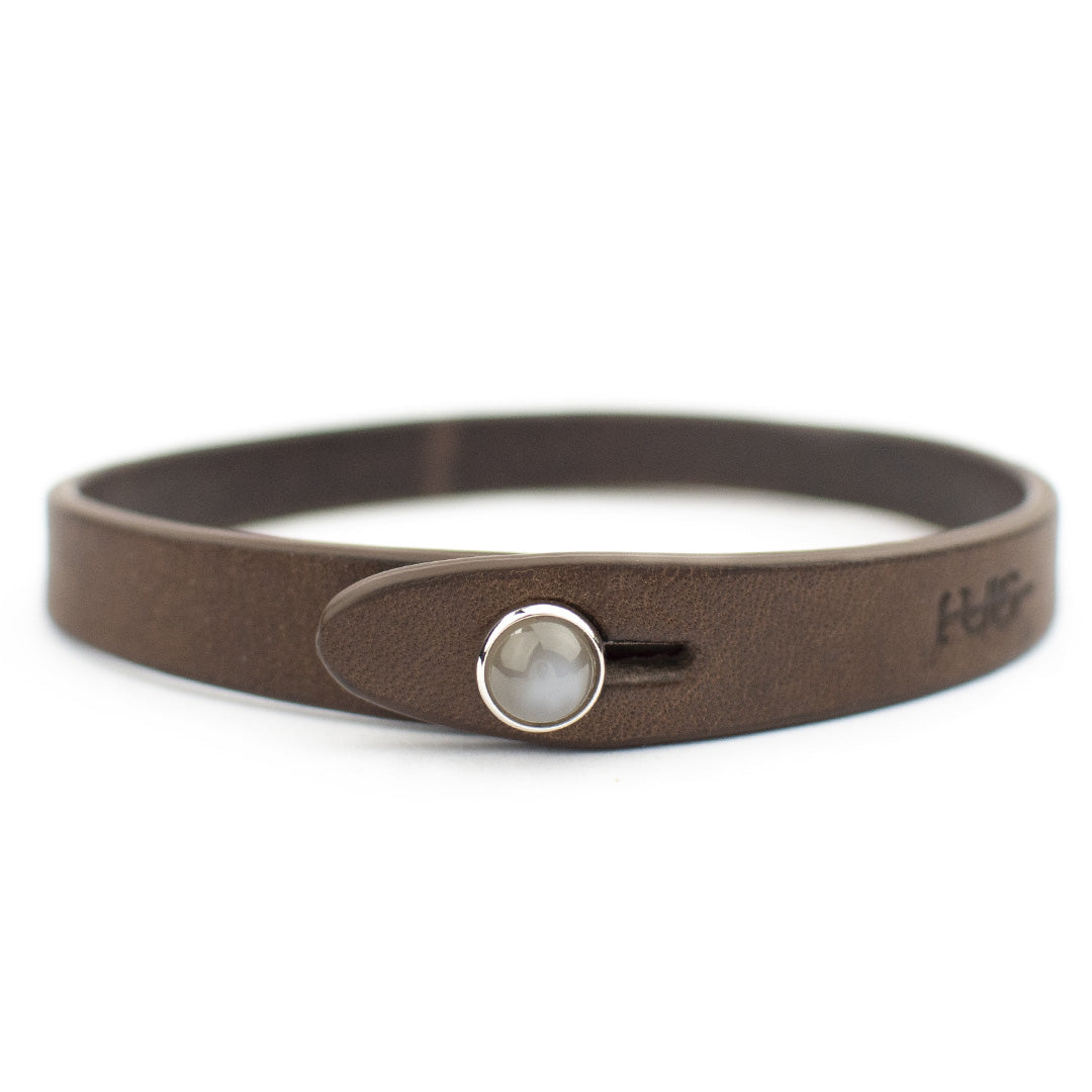 Tulsi Gray Moonstone Leather Bracelet - Main Image